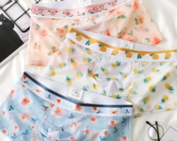 冰絲網紗平角褲