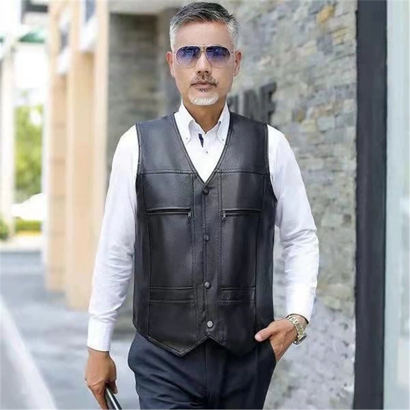 男士加絨皮馬甲